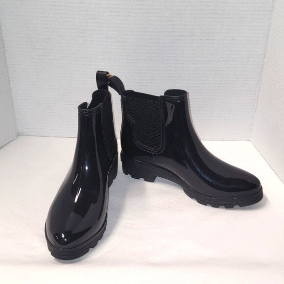 Seven Hailfax women's rain slip on short black boots NWT size 9 - Picture 1 of 13